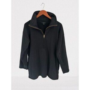 J.CREW Sweatshirt Half-zip Black Jacket Oversized French Terry Pullover mock nec